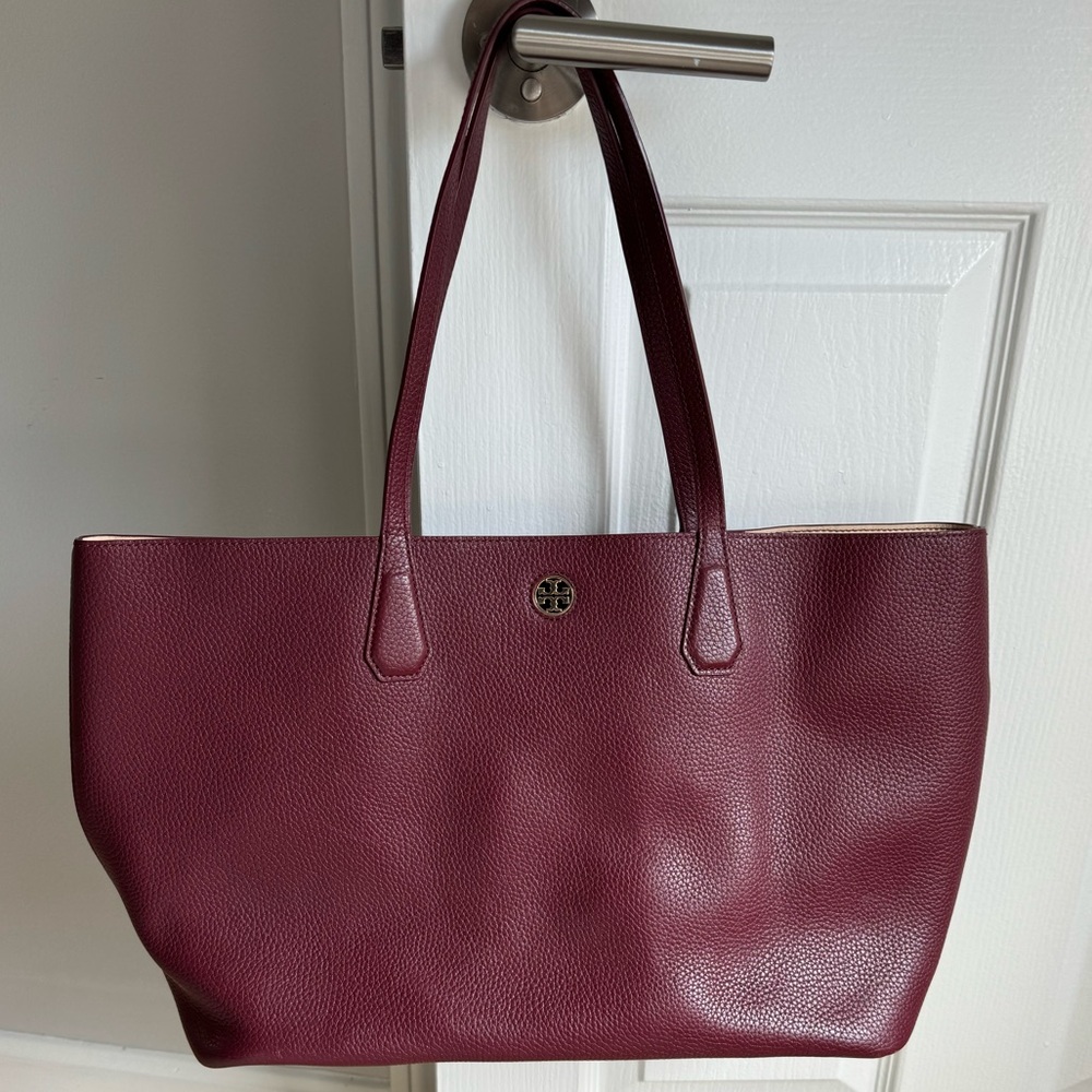 Tory Burch Large Burgundy Tote Bag